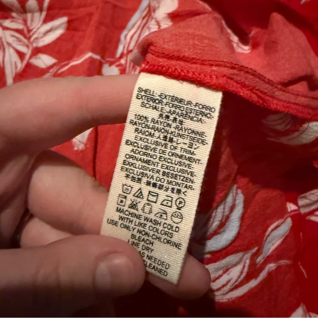 Free People Bella Red & White Floral‎ Print Long Sleeve V Neck Tunic Top Sz S - Image 7