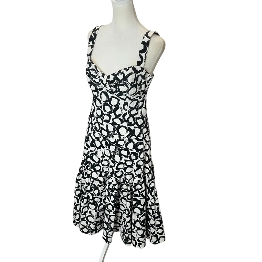 Teri Jon Rickie Freeman Black & White Abstract Print Fit & Flare Dress 6 - Image 4