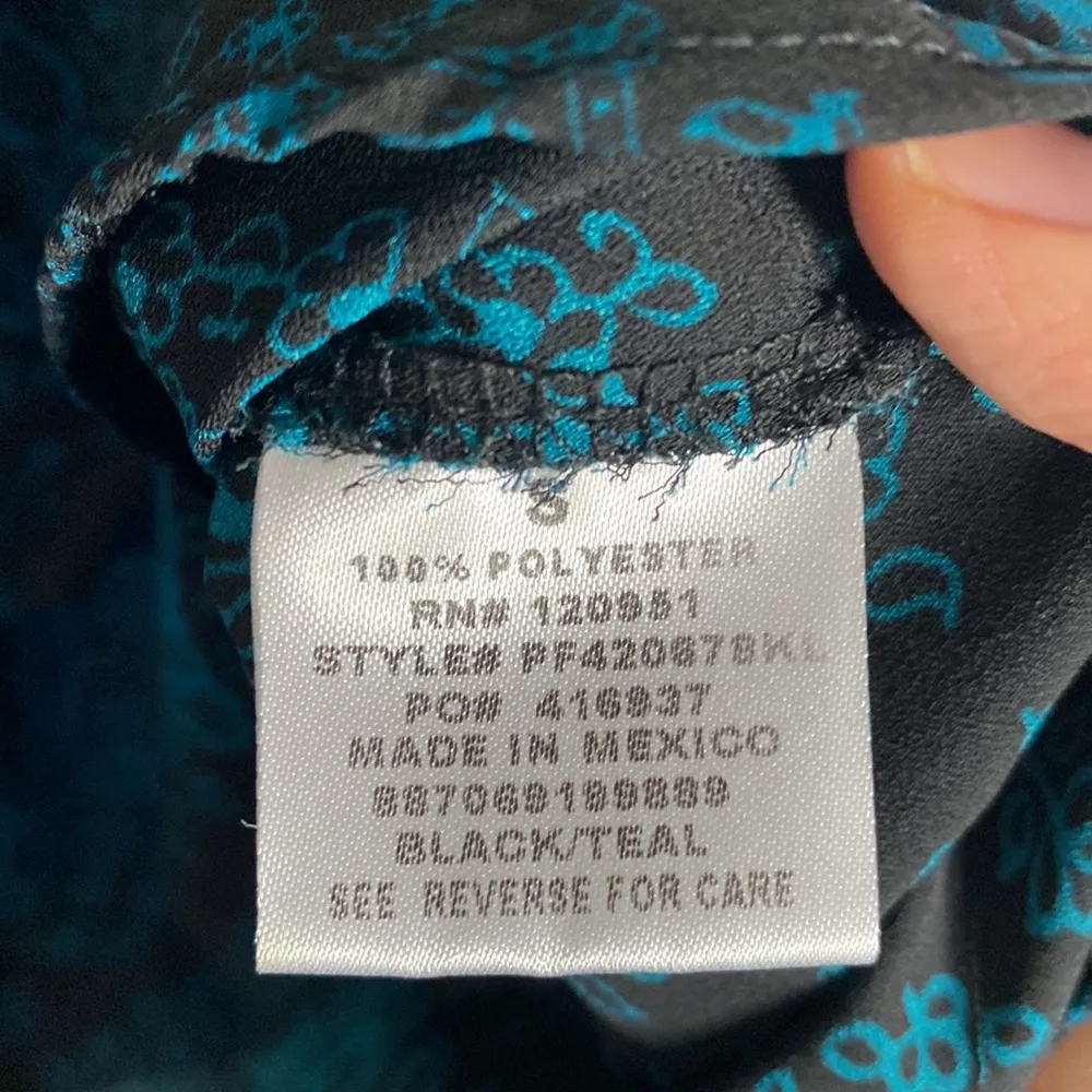 Pink Republic teal and black tribal print top with zip closure size S - Image 9