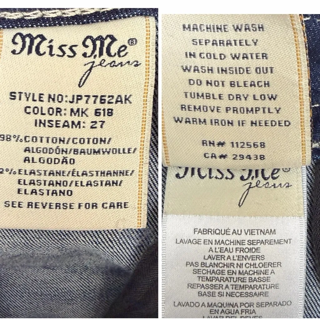 Miss Me Embroidered Jean Low Rise Stretch Crop Denim Size 28 - Image 9