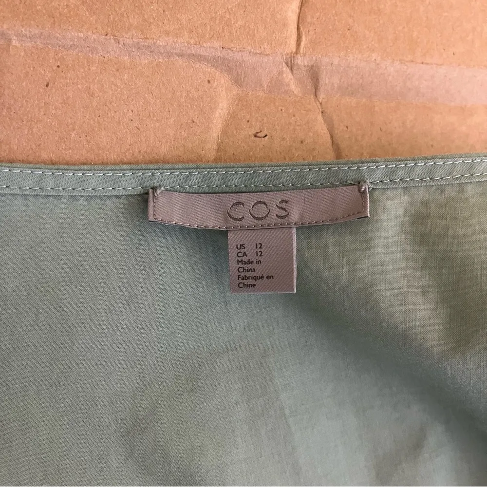 COS  Green V Neck Popover Long Sleeve Top - Image 7