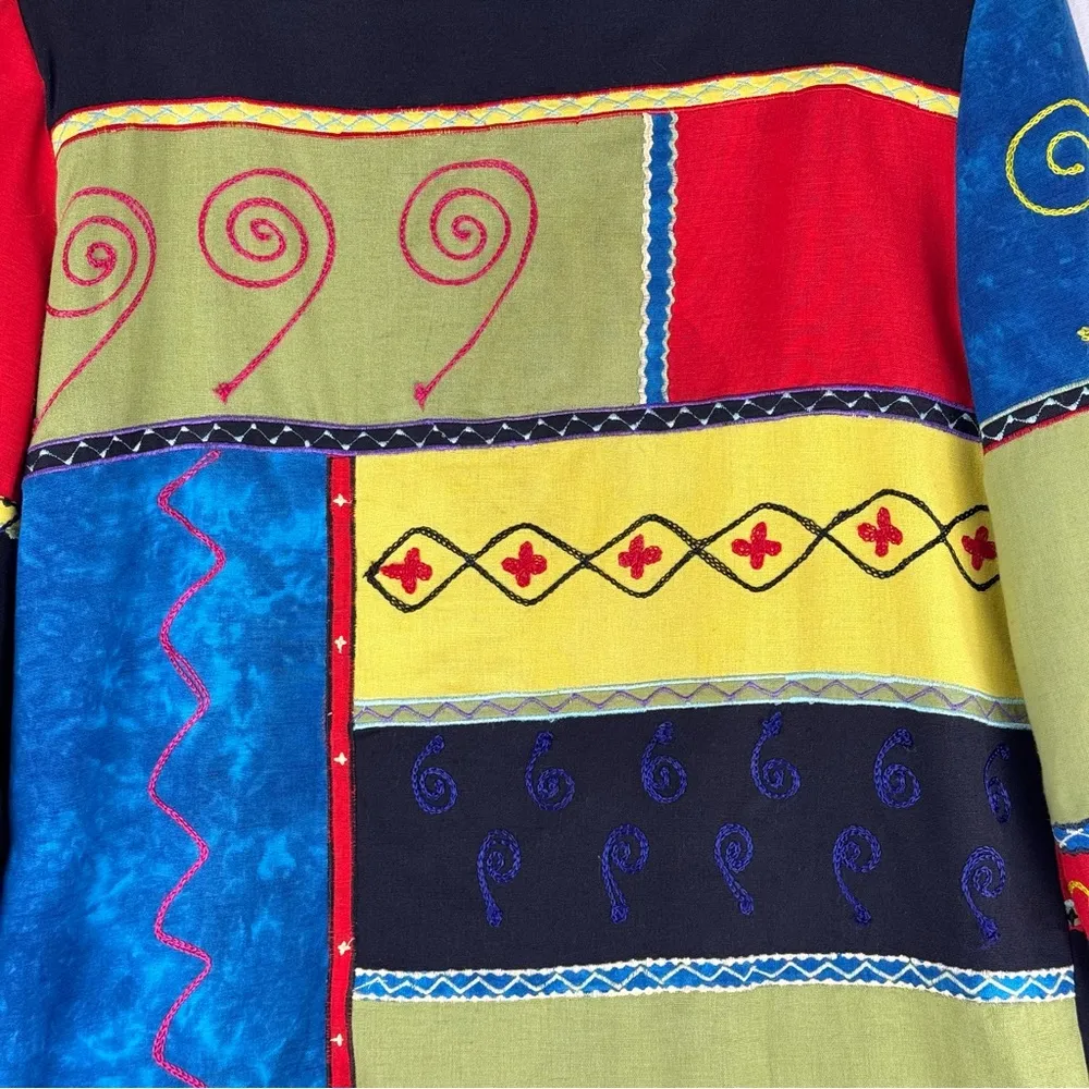 Draper & Damon’s Colorful Artsy Embroidered Patchwork Blazer Jacket Size Small - Image 5