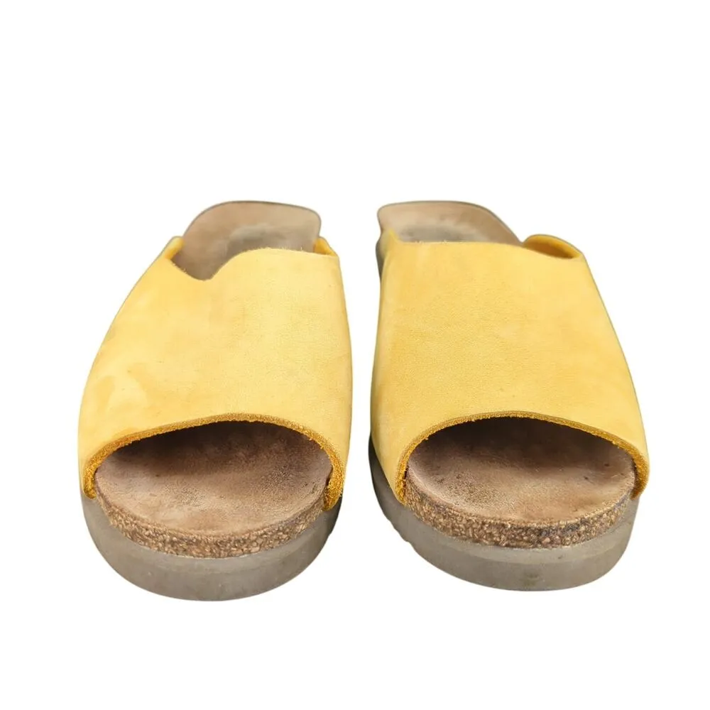 Mephisto Yellow Leather Open Toe Sandals EU 36 Wedge Heel Slide Slip - Image 3