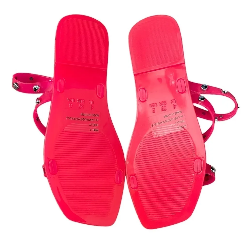 NWOB DV by DOLCE VITA Hot Pink Shelly Studded Jelly Slip On Sandals 6 - Image 4