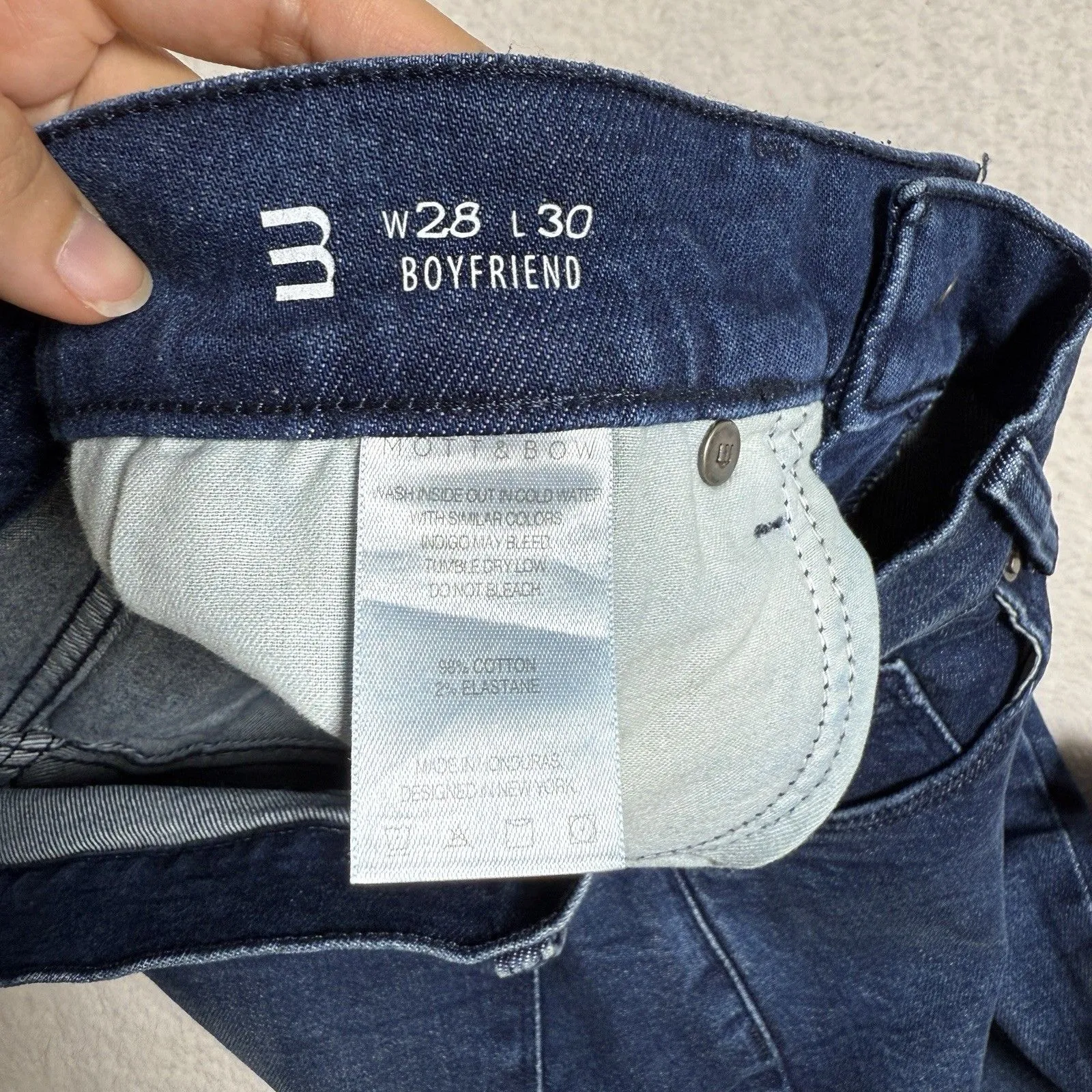 Mott & Bow Womens Boyfriend Jeans Size 28x30 Dark Wash Stretch Denim Blue - Image 3