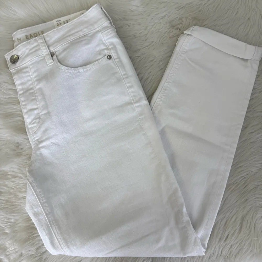American Eagle White Denim Jeans Tomgirl Stretch Size 10 Long AE Relaxed Tall - Image 7