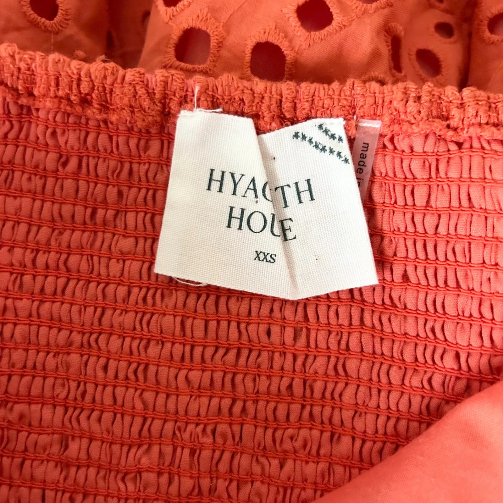 Tuckernuck Hyacinth House Orange Eyelet Clara Mini Dress Puff Sleeve XXS - Image 5