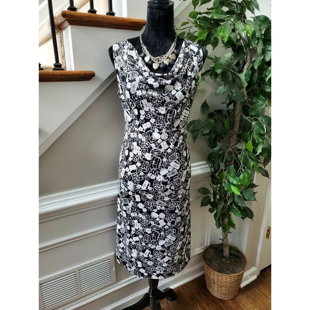 Valerie Stevens Women's Black Polyester Cowl Neck Sleeveless Knee Length Dress S - Image 11