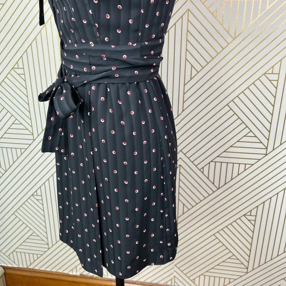 Alexis Leila Polka Dot Rio Print Tie Neck Keyhole Mini‎ Dress Black Size US XS - Image 9