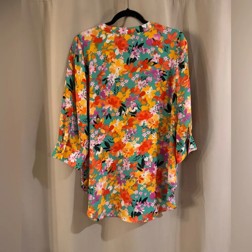 Slim Factor Floral Multicolor Women's Top Orange - Image 2