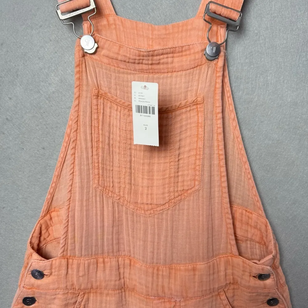 Anthropologie Pilcro Women’s Gauze Micro Overalls Peach Summer Beach US 2 New - Image 5