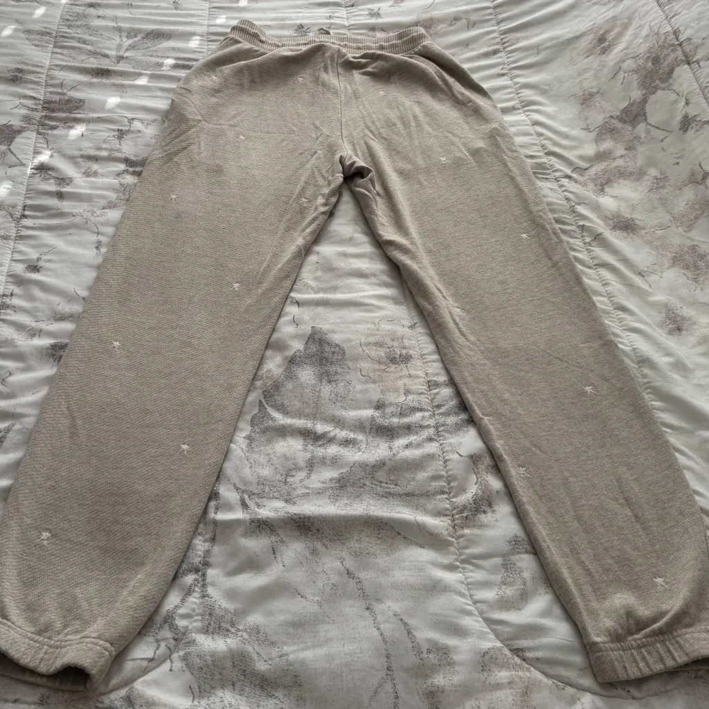 Rails Kingston Heather brown embroidered stars sweatpants Joggers, size S gym - Image 13