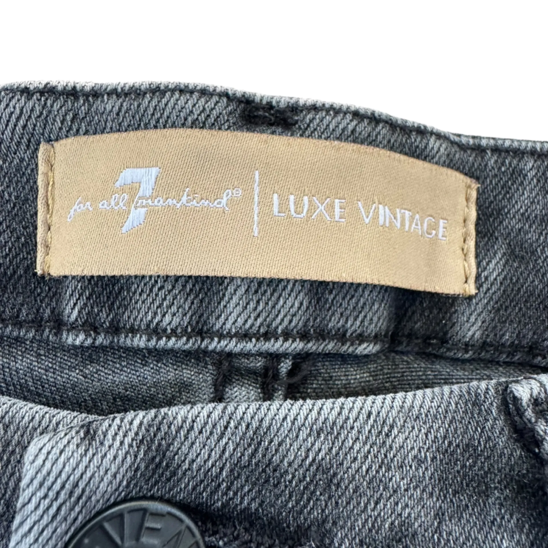 7 FOR ALL MANKIND High Waist Luxe Vintage Aubrey Jean Washed Black Size 27 - Image 9