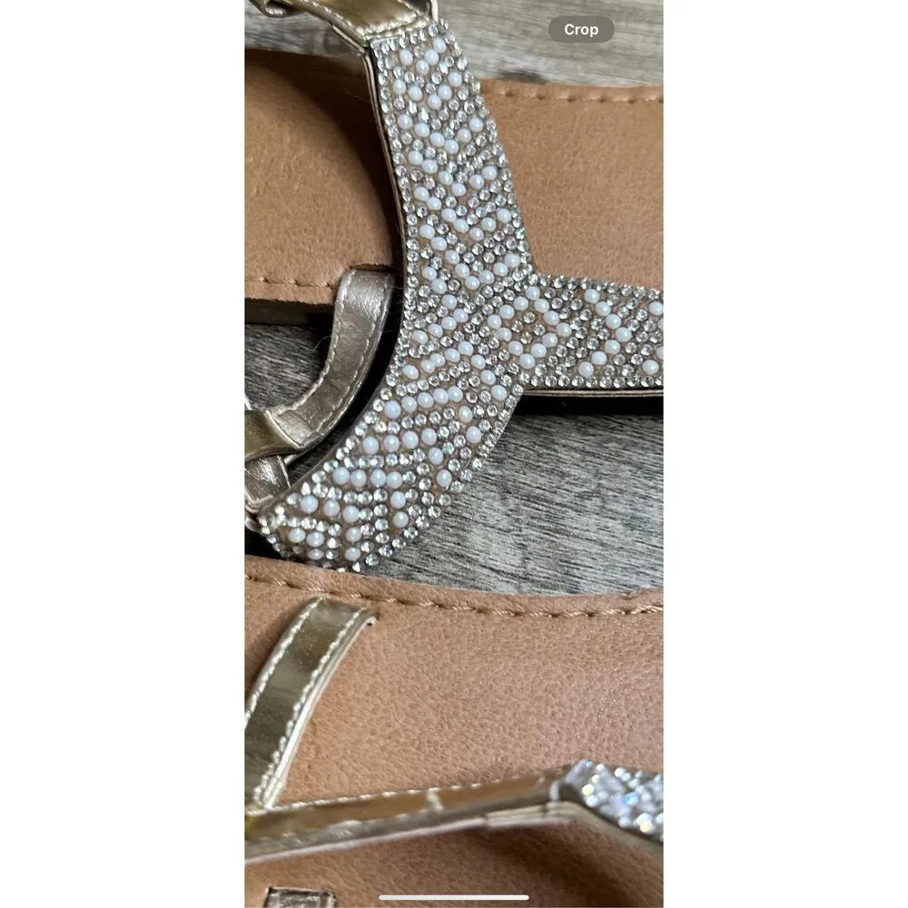 Charlotte Russe Women’s 6 Tan Jeweled Sandals - Image 6