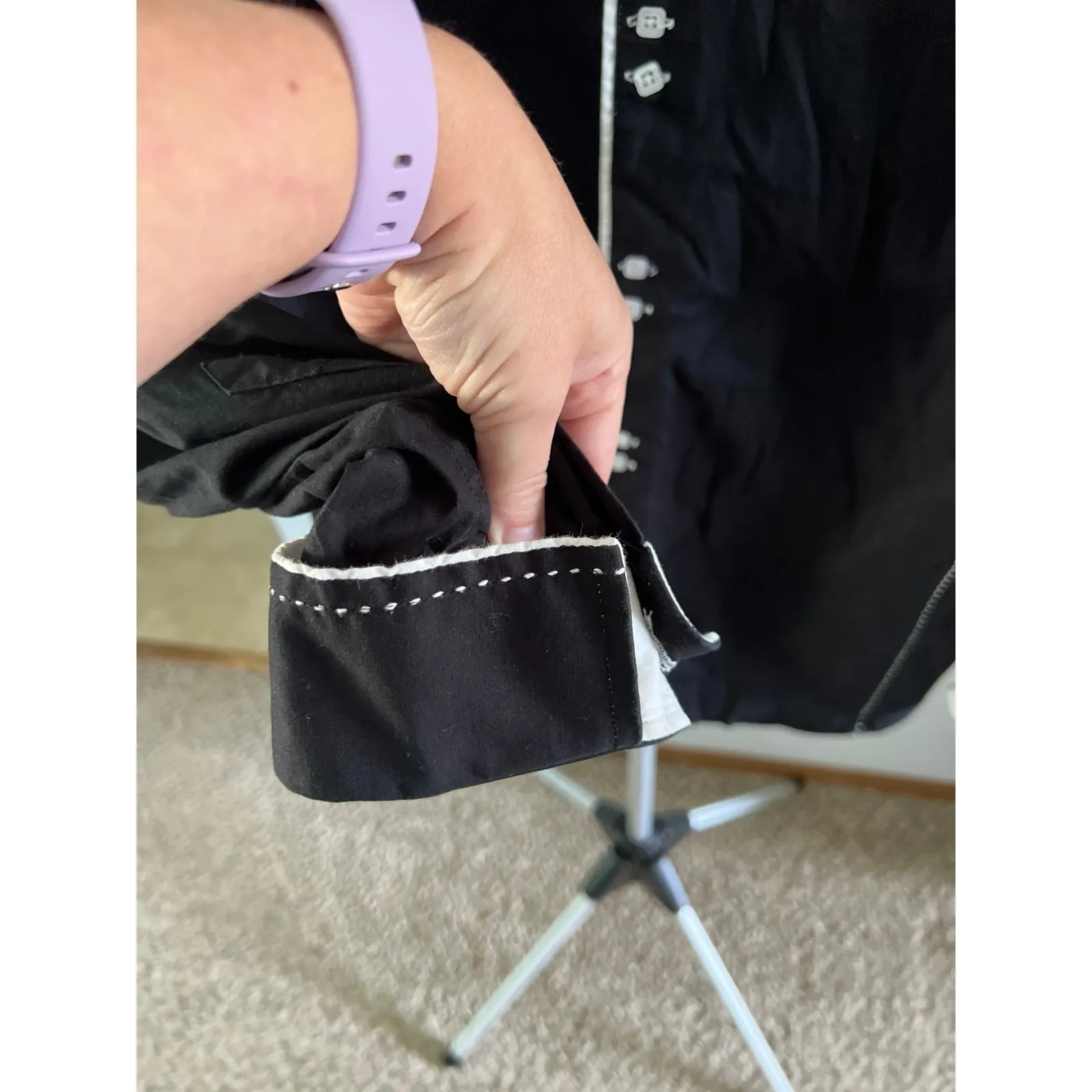 Assante Sport Men's Stylish black trimmed in white button‎ down Size XL - Image 6