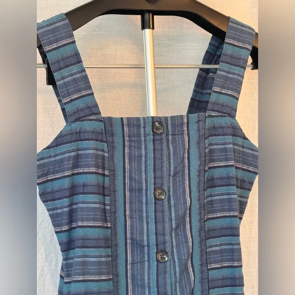 Roxy Women's Sweeter Dreams Pure Cotton Short Dress Teal/Navy Stripes small - Image 11