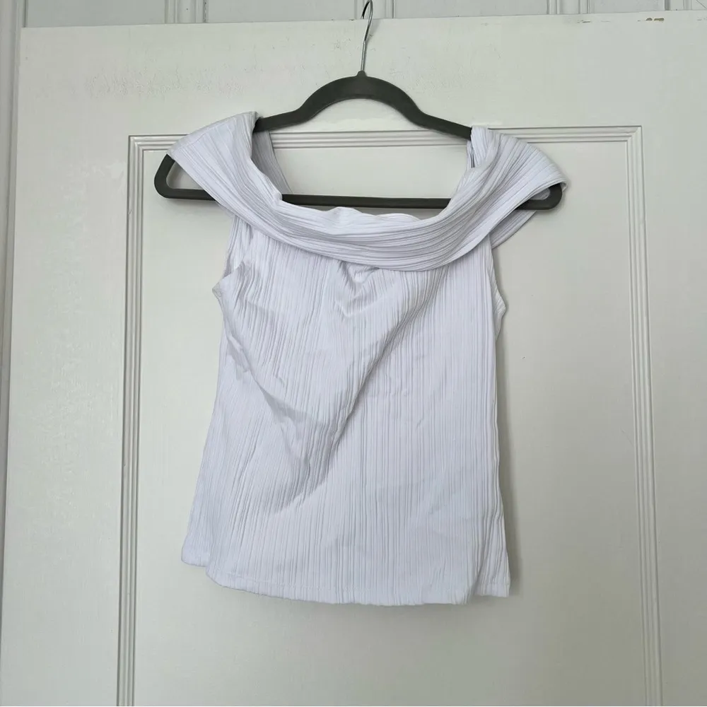 Madewell Ribbed Off-the-Shoulder Top in Eyelet White Size Small NWT - Image 2