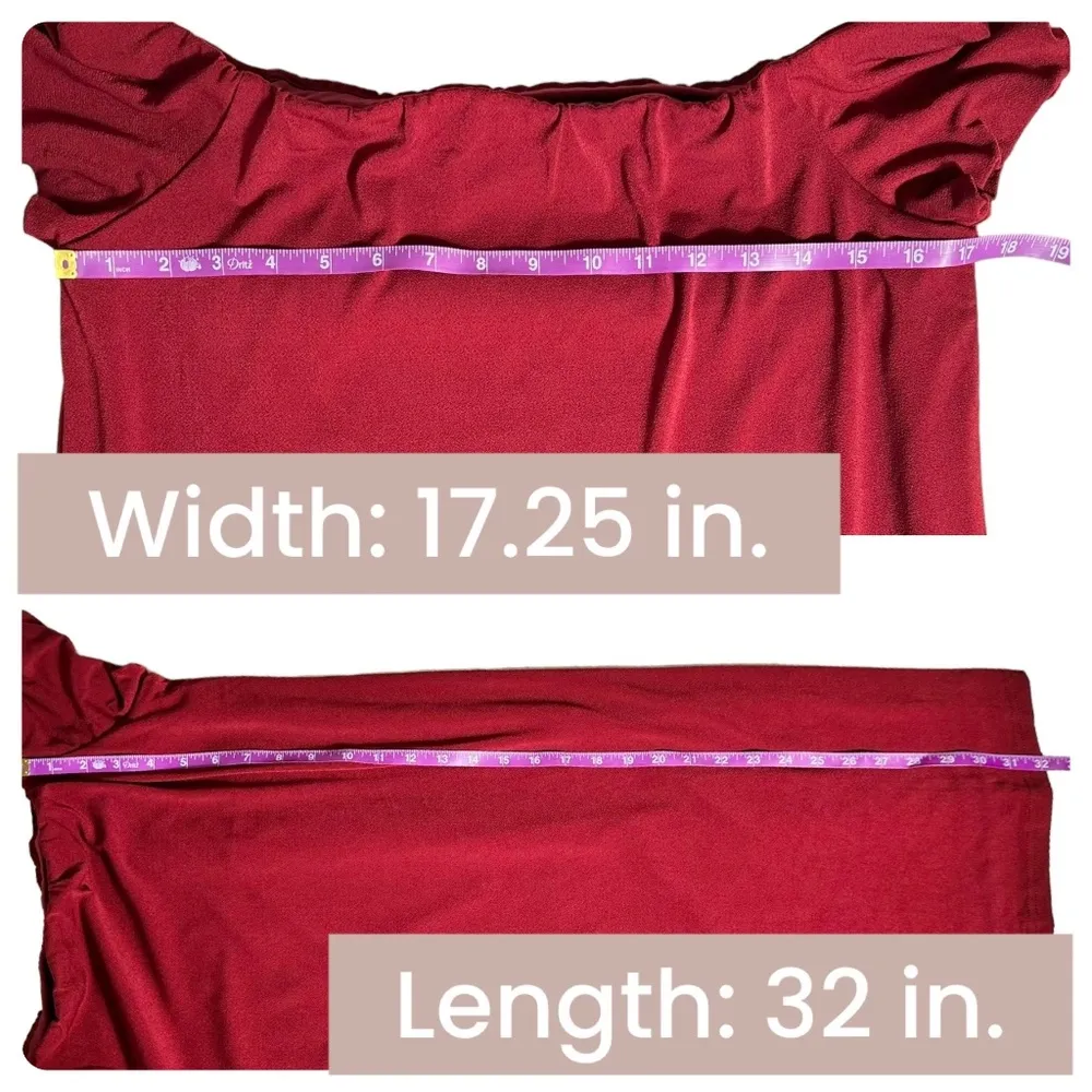 Women's | Bishop + Young | Burgundy Off the Shoulder Knee Length Dress - M - Image 7