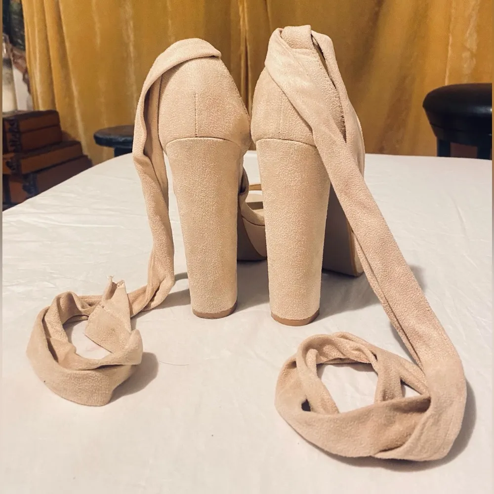 Allegra K Faux Suede Lace Up Platform Block Heel Sandals - Image 4