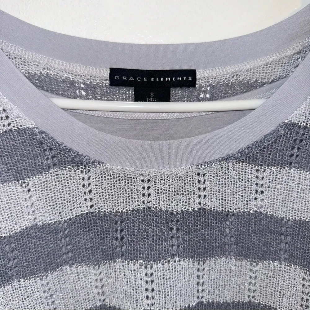 2 piece tank & tunic grayish blue stripe Blue top size small - Image 9