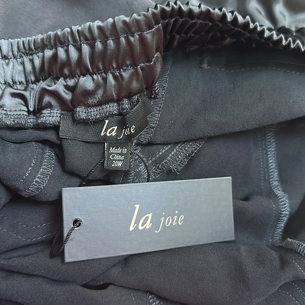 NWT La Joie Satin Cargo Jogger Pant Black Plus Sz 20W - Image 4
