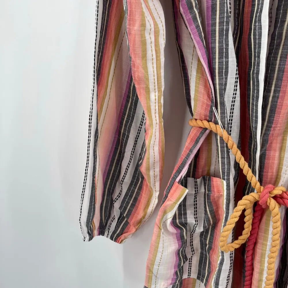 SAGE THE LABEL Cardigan Medium Kimono 100% Cotton Stripe Beach Travel Boho NWT - Image 11