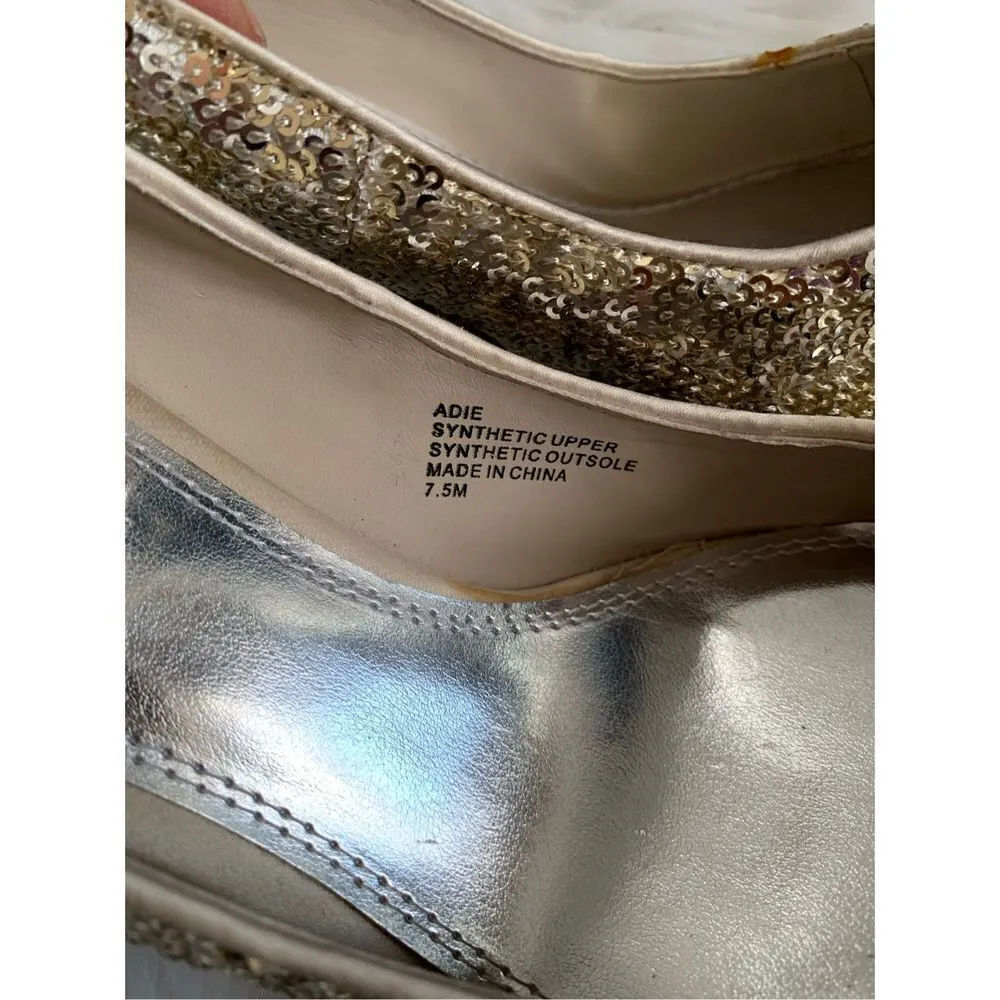 White House black market sparkly heels size 7.5 gold - Image 4