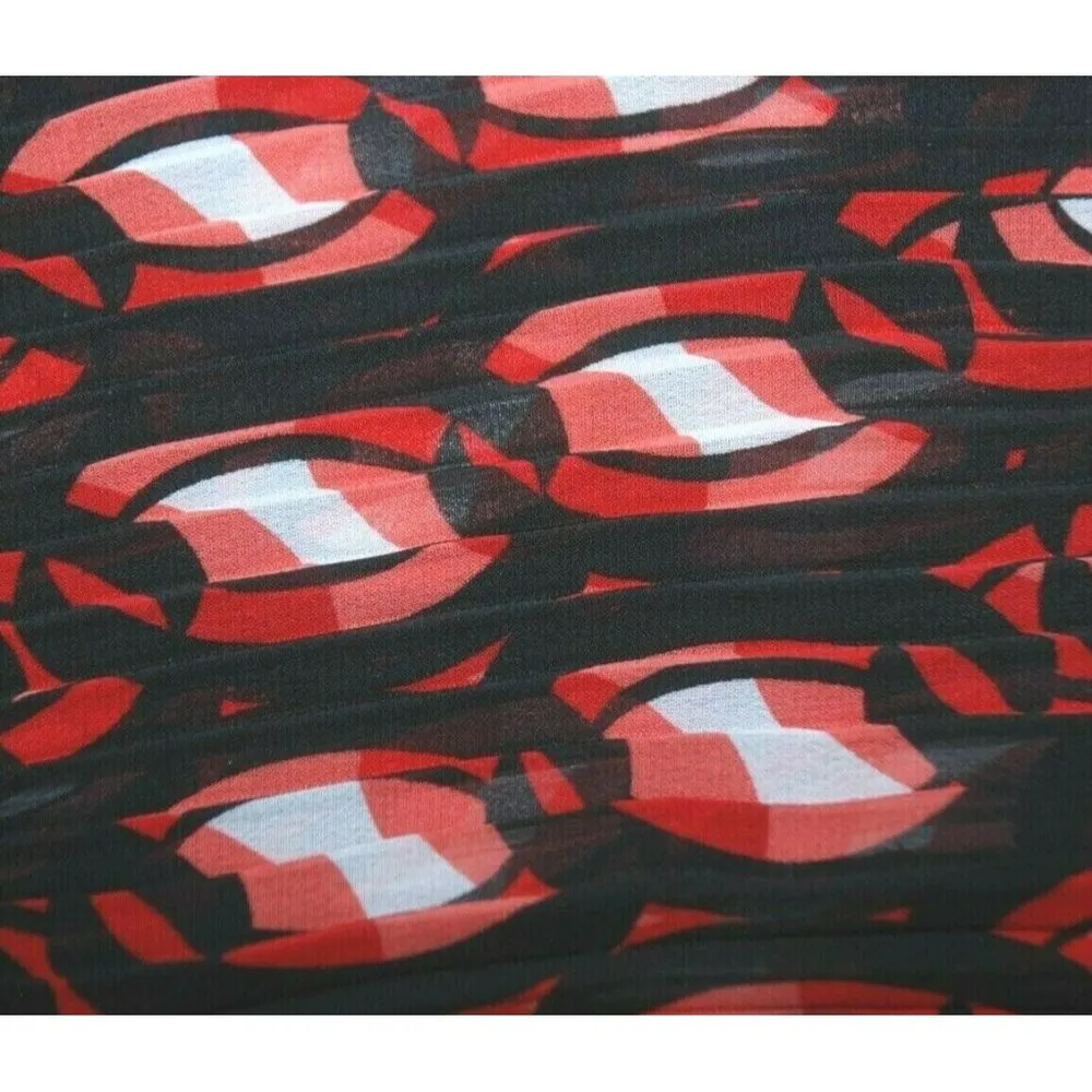 Liz Claiborne Blouse Top Size L Red Black Geo Print Career Office Church Lined - Image 7