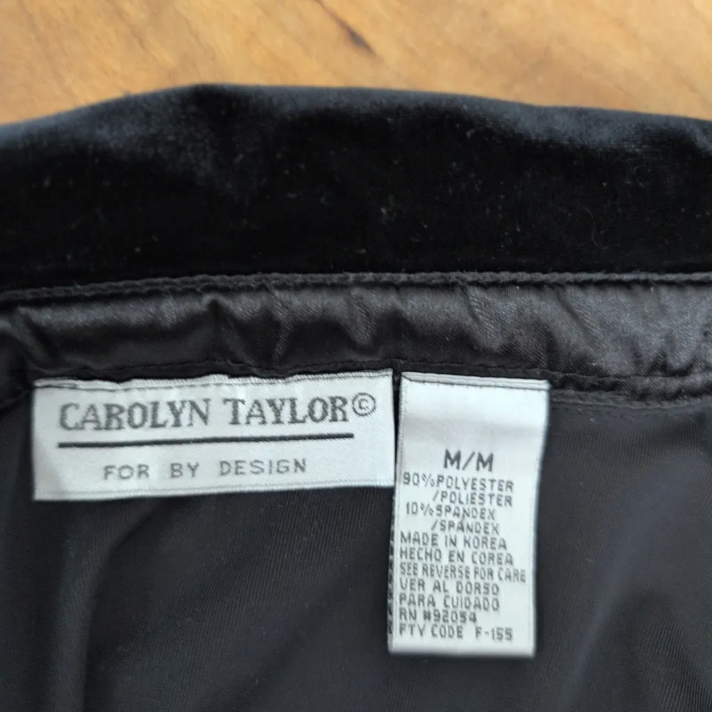 Vintage Ladies' Black Velour Button Up Shirt Medium - Image 2