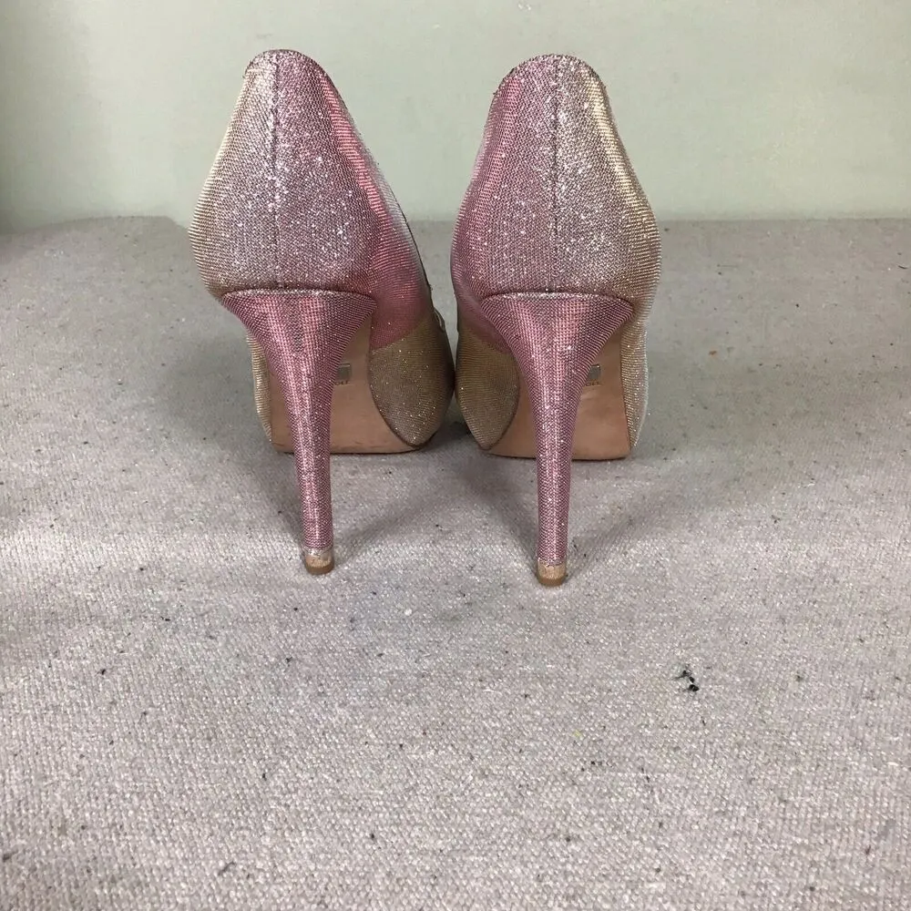 Badgley Mischka Women Shoes SZ. 9 Metallic Peep Toe  Stiletto Wedding, night out - Image 7