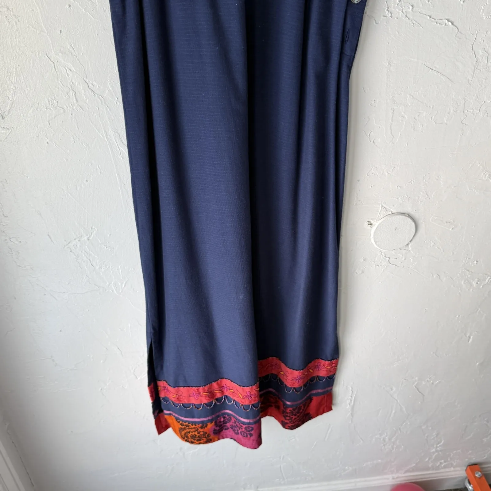 Boho Maxi Dress Vintage Artsy Large Embroidered Floral Sleeveless Ethnic Beaded - Image 3