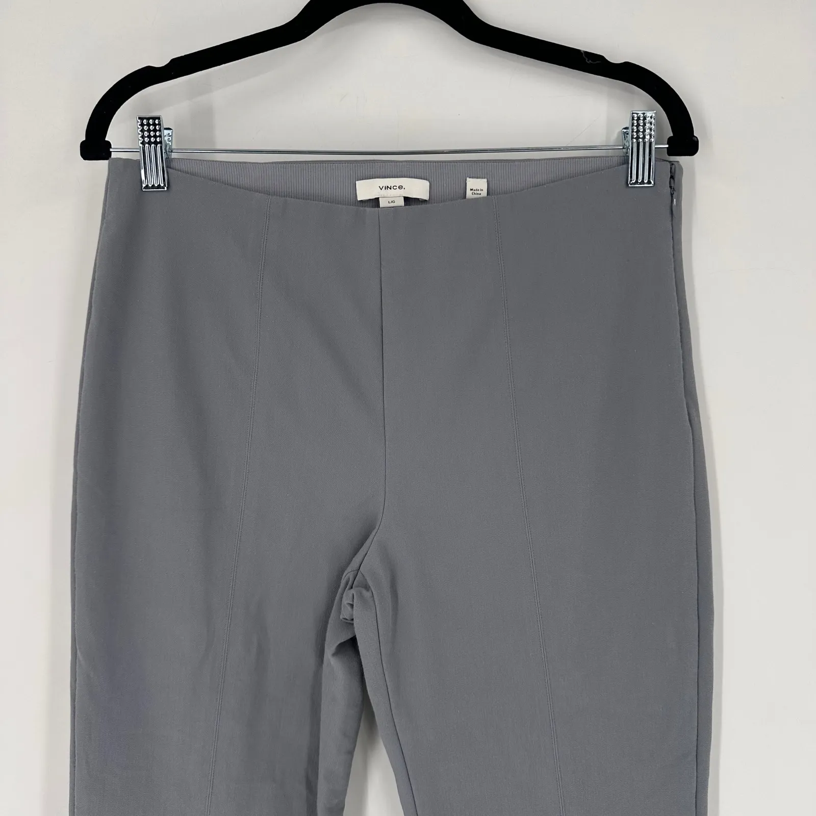 Vince Gray Ponte Knit Stretch Split Hem Tailored Pants Size L - Image 4