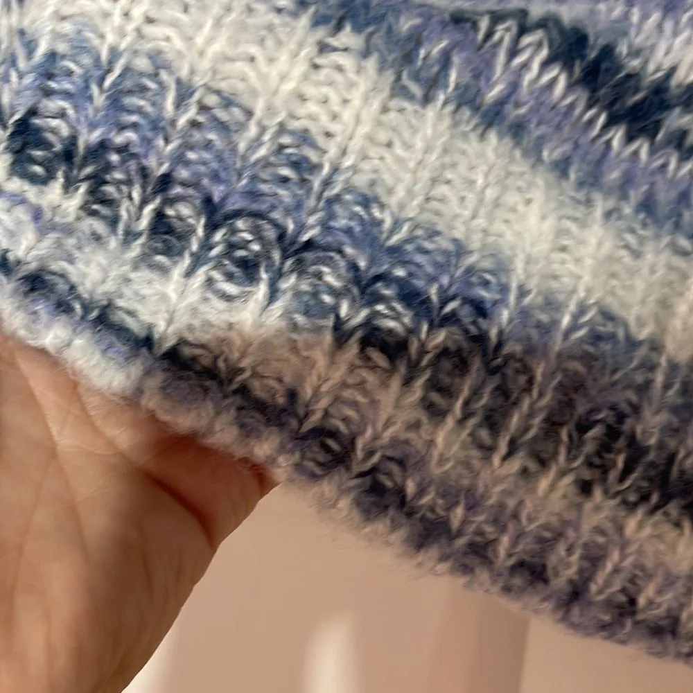 Wild Fable Knit Pull Over Cropped Sweater, Blue Stripe Medium NWT - Image 15