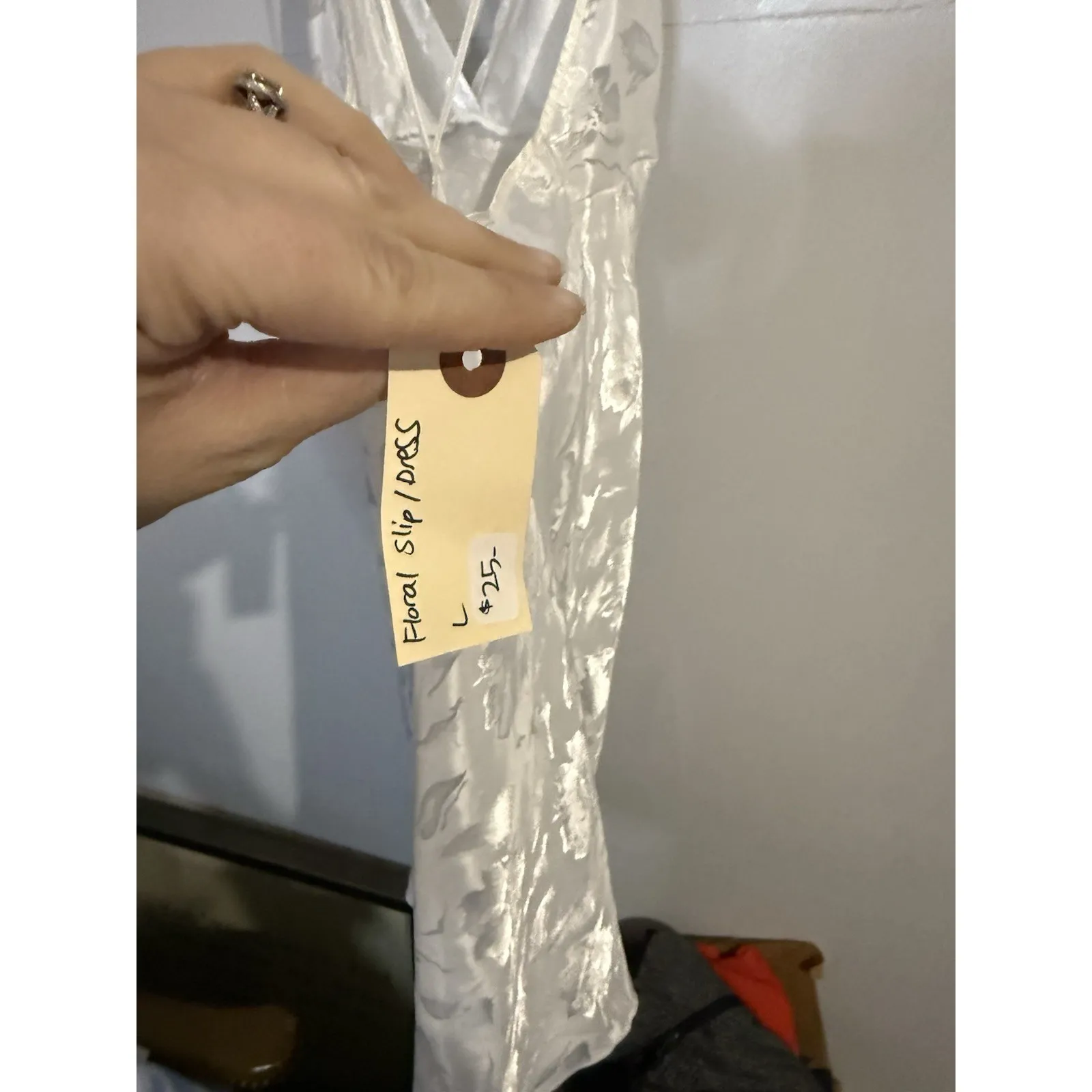 Vintage Floral White Slip Dress Women's Size M/L Size M - Image 7