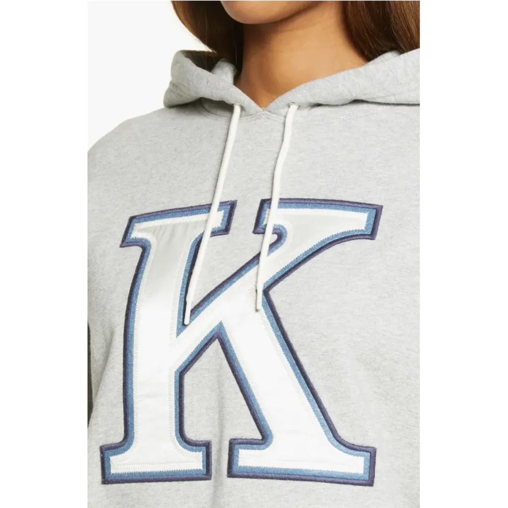 Good American Oversized Gray Hoodie K Initial Cotton Sweatshirt Monogram - Image 2