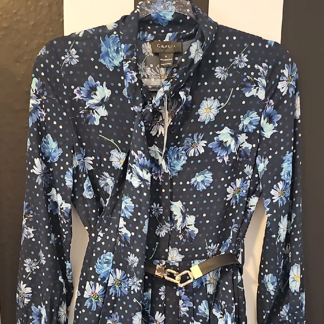 Gracia Navy Floral Long Sleeve Dress - Image 2