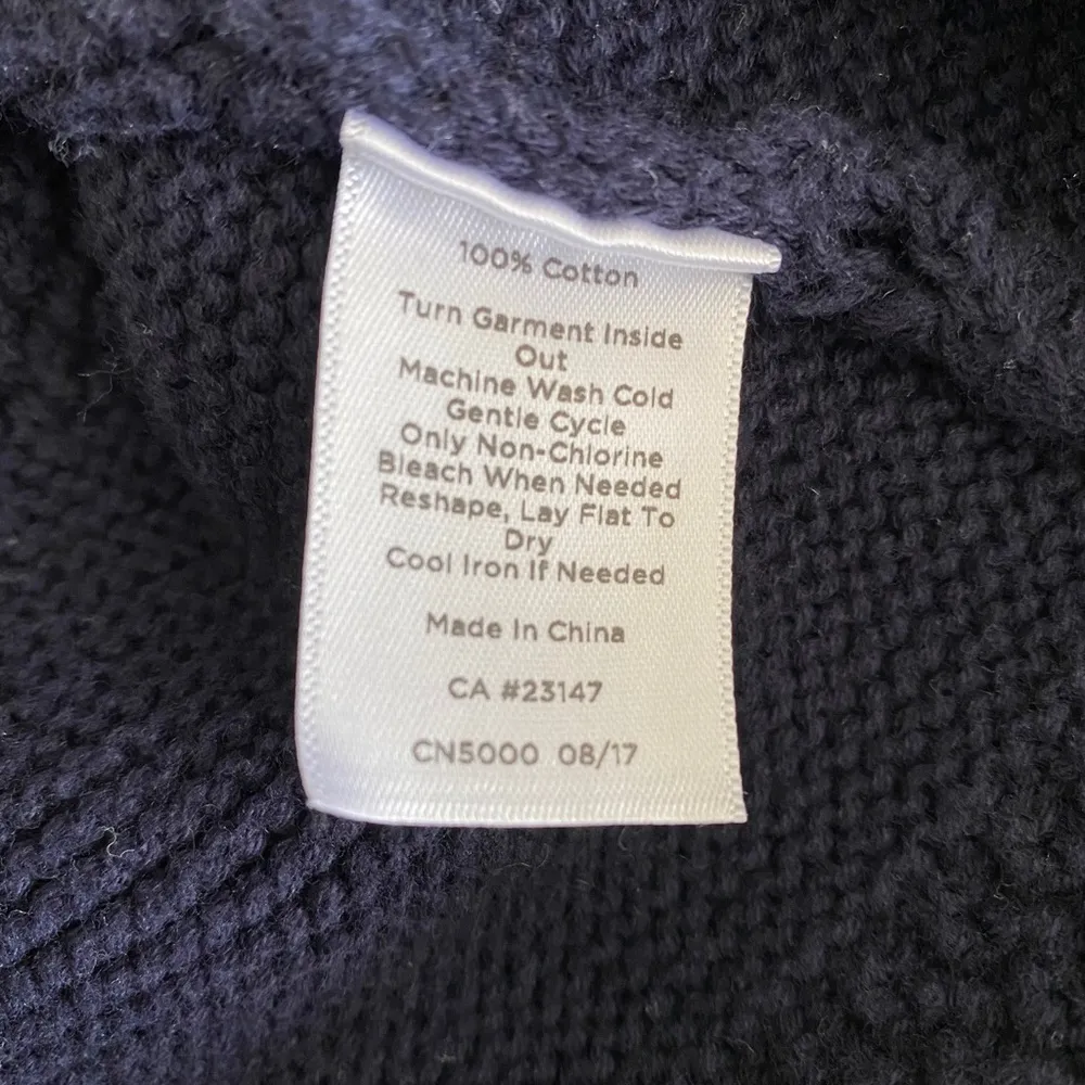 Talbots 100% Cotton Navy Blue Knit Sweater Medium - Image 6