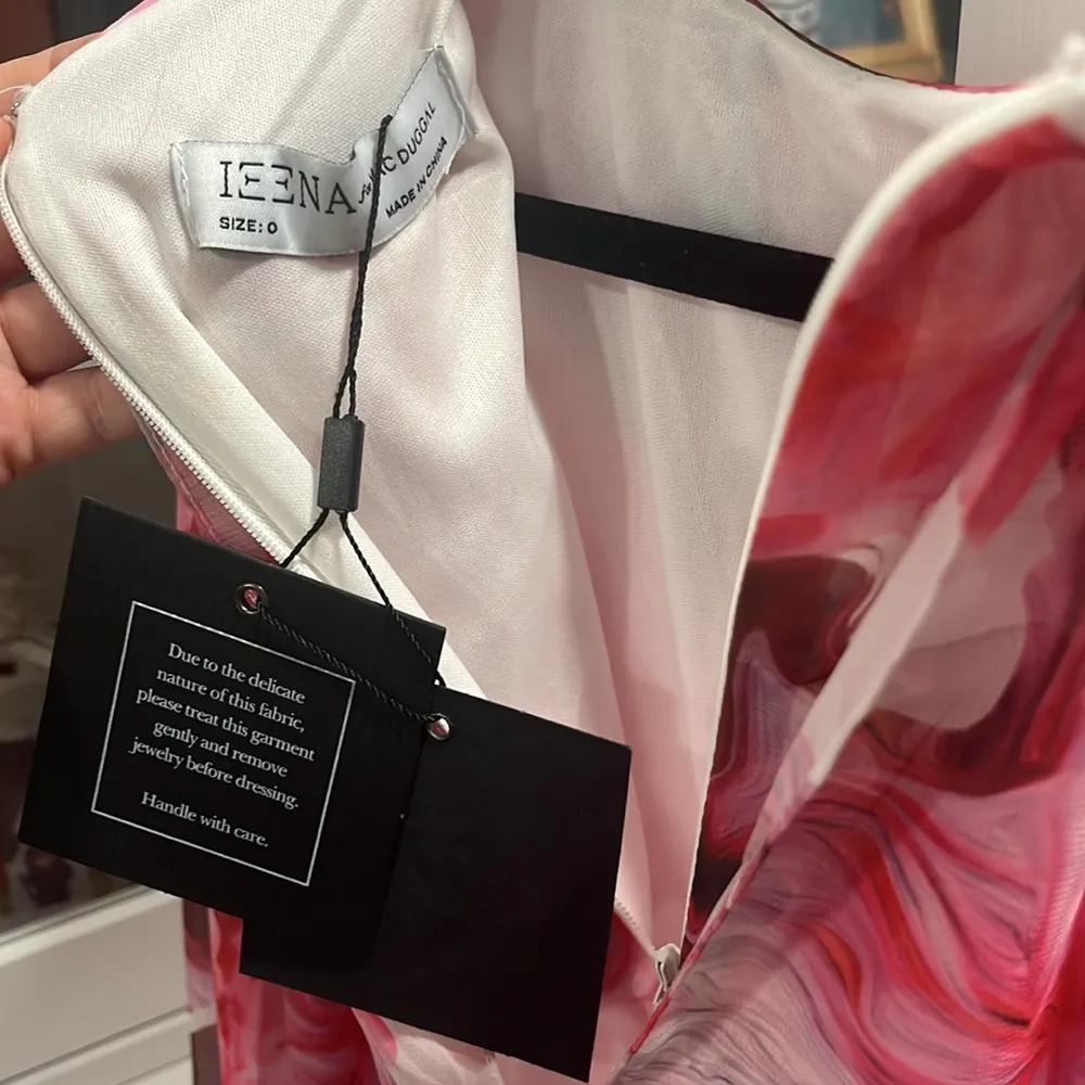 MAC DUGGAL (NWT) Pink Floral Print High Neck Ruffle Hem Cape Mini Dress, Size 0 - Image 10