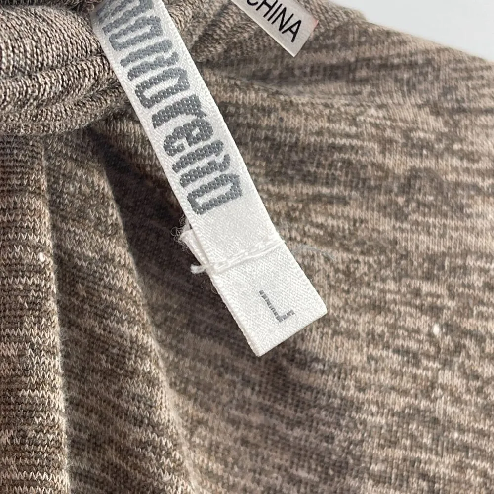 Open Front Long Cardigan Knit Sweater Top Space Dye Waist Tie Large - Image 6