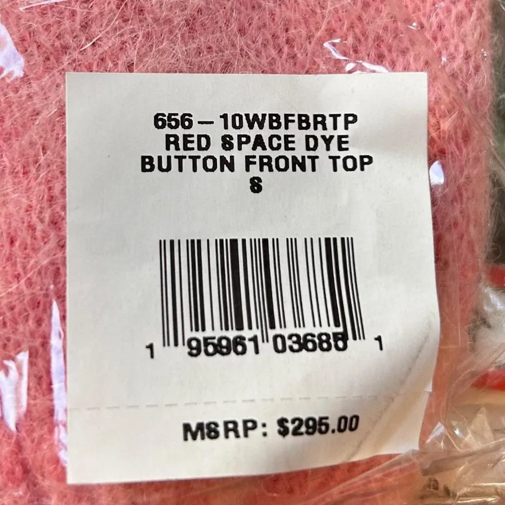 $295 NWT RE/DONE RED SPACE DYE BUTTON FRONT TOP SZ SMALL - Image 4