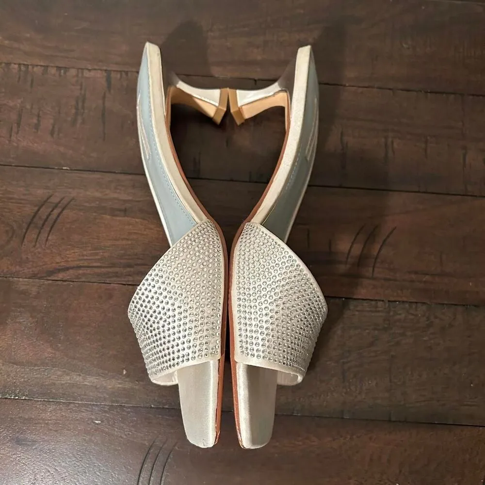 Nine West square toe Silver block heel rhinestone heels 8 - Image 6