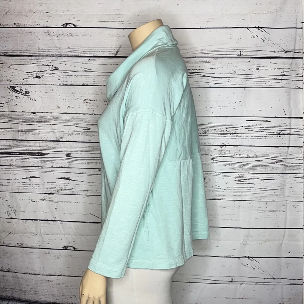 Pure Jill J. Jill Size XL Petite Blue Double Face Cowl Neckline Cotton Knit Top - Image 3