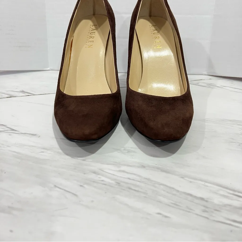 Lauren Ralph Lauren Size 6 Pumps Brown Suede Heels Almond Toe - Image 2