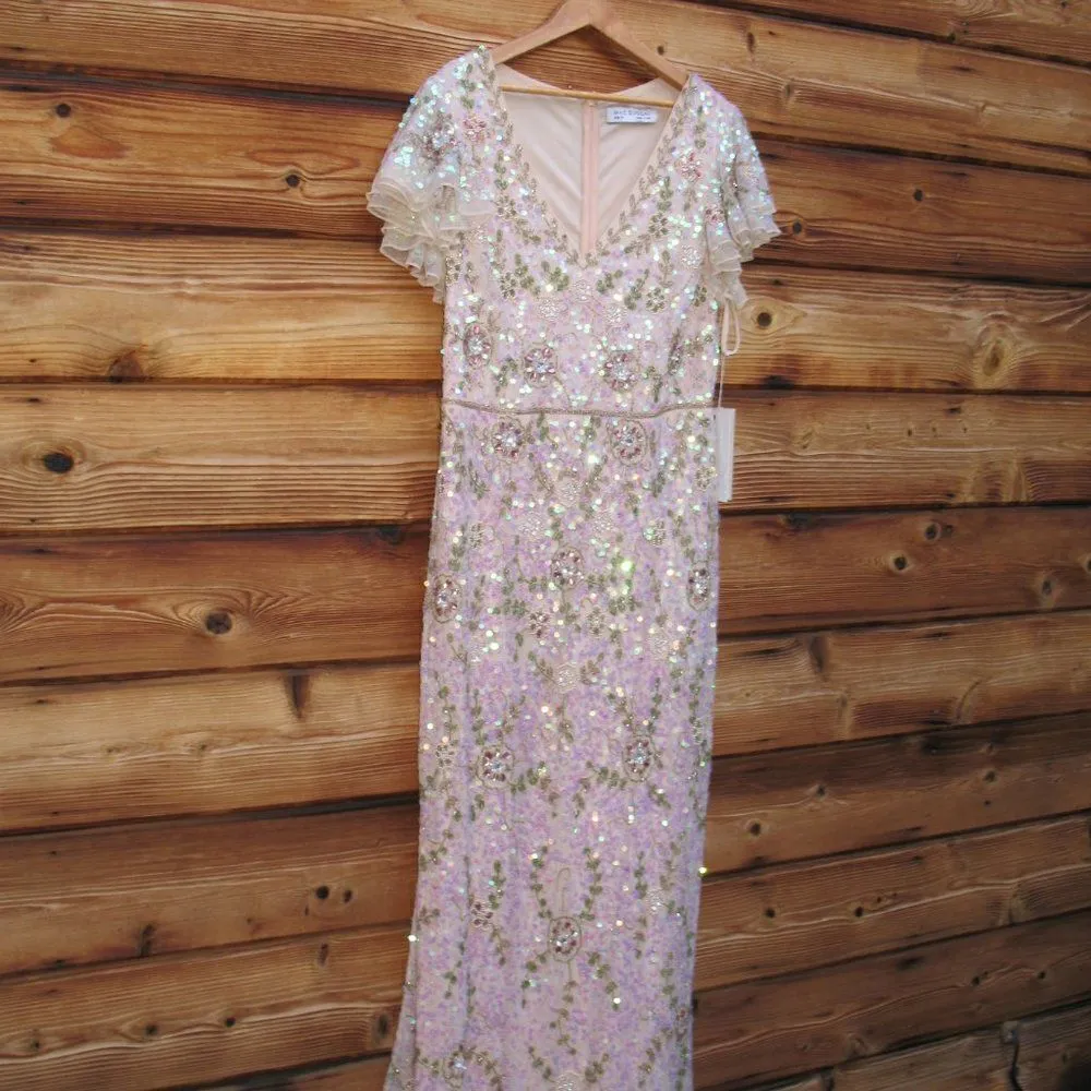 Mac Duggal 10772 Size 10 Embellished Ruffle Cap Sleeve Gown Dress - Image 8