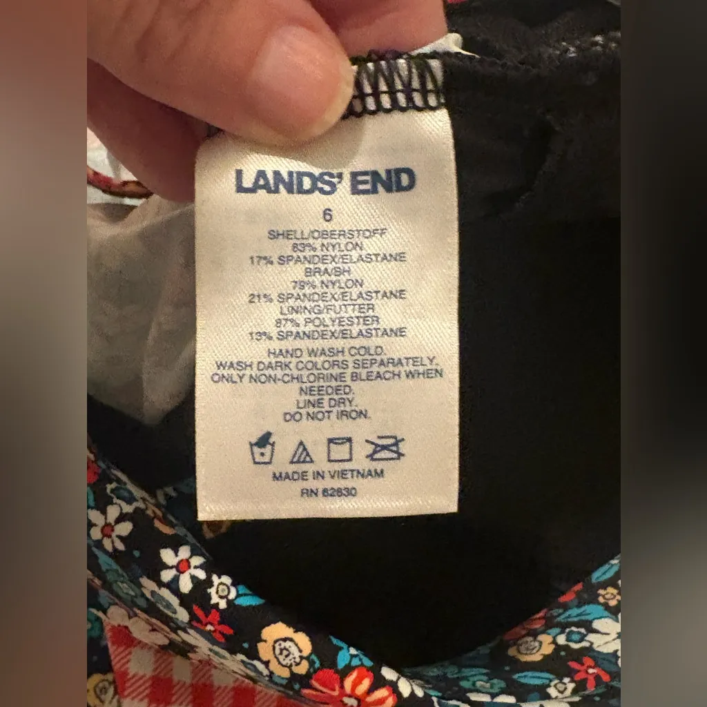 Lands' End Tummy Control Ruffle Tankini Black Ditsy Floral And Bottoms Set - Image 5