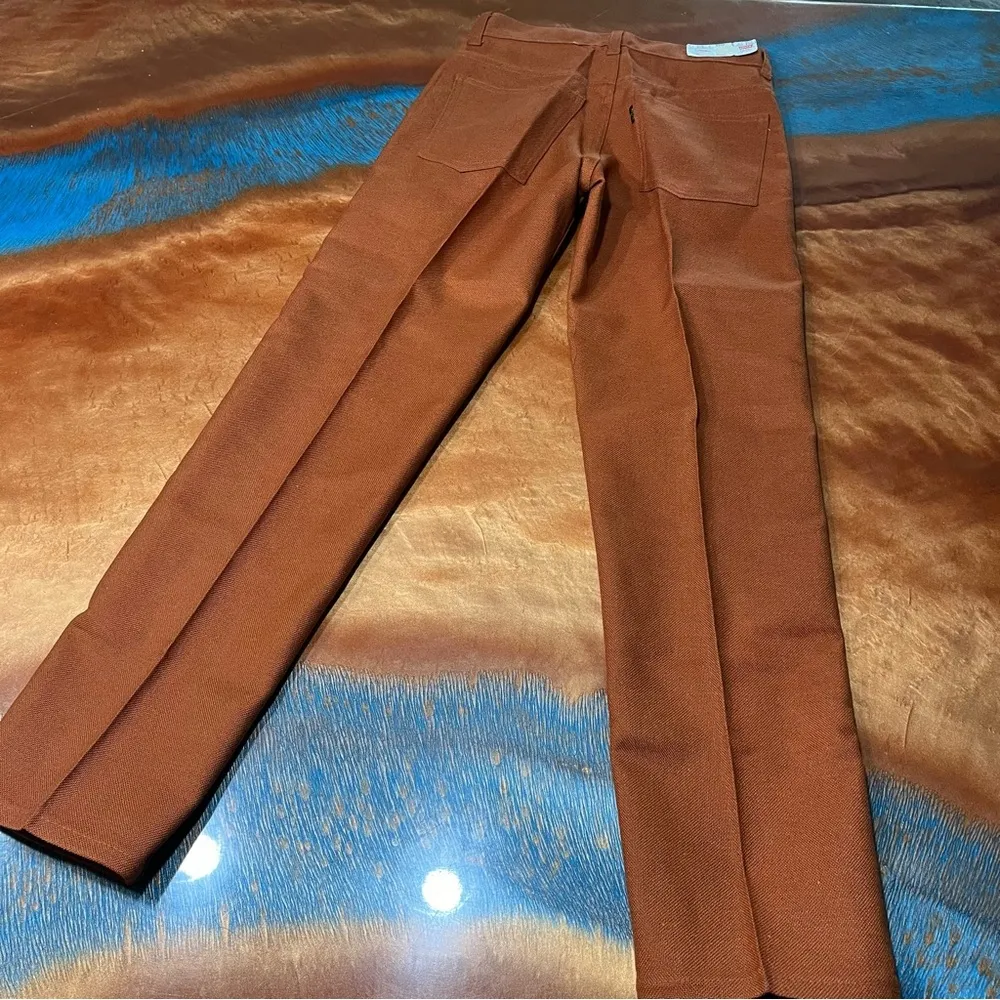 Vintage BIG E Levi’s Staprest Nuvo Cotton Poly Pants 1960s USA 29x29 brown - Image 7