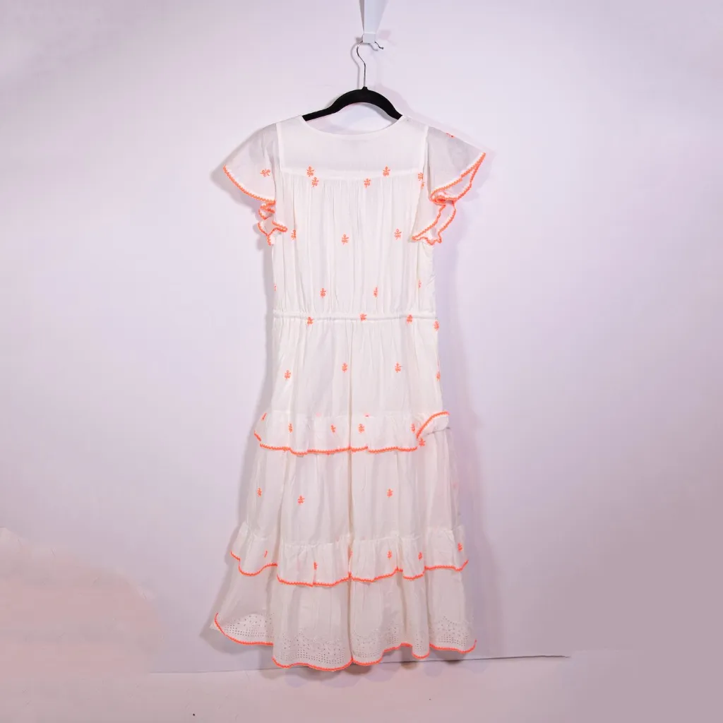 NEW J. Crew Embroidered Eyelet Tie Waist V Neck Tiered Midi Dress Cotton Voile 4 - Image 4