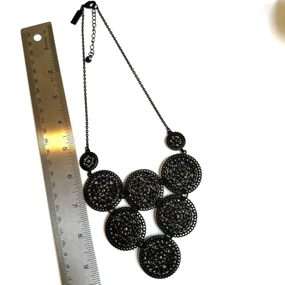 The Limited black circle rhinestone statement necklace - Image 5