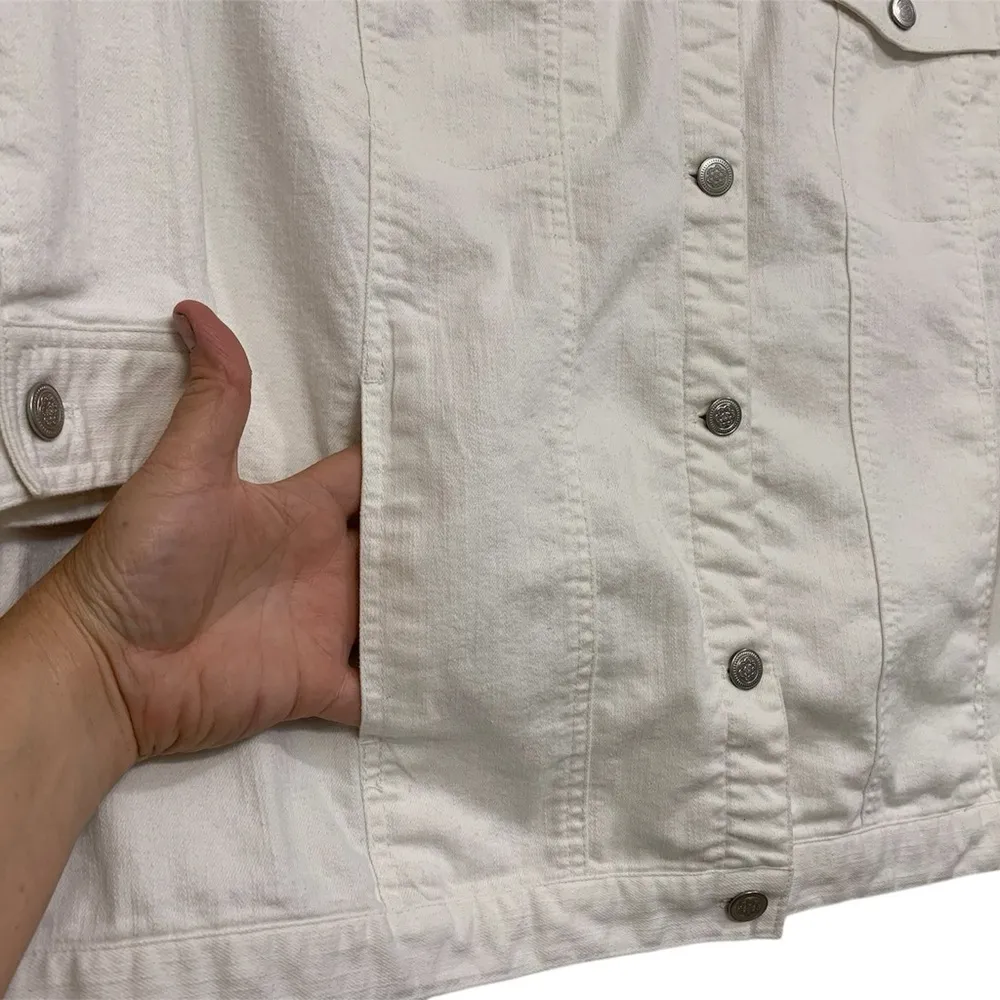 Denim & Company White Demin Jacket 1171 Size 1X - Image 3