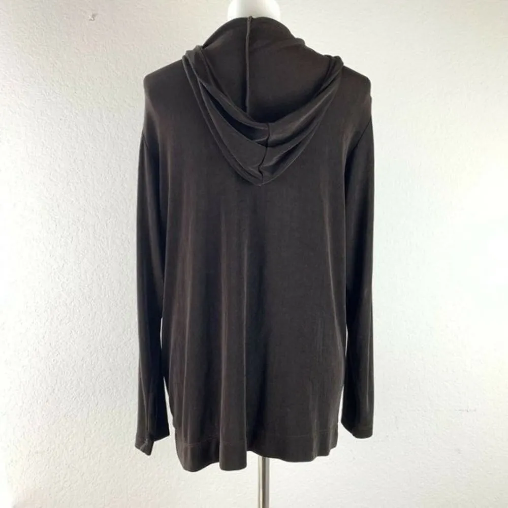 Chico's Travelers Brown Slinky Hooded Cardigan - Image 3